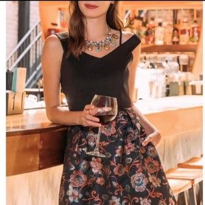 Francesca’s Floral Skirt Metallic Black Dress
